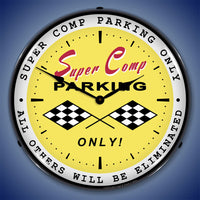 Super Comp Parking Only "All Others Will be Eliminated" 14" LED Wall Clock