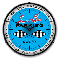 Super Gas Parking Only "All Others Will be Eliminated" 14" LED Wall Clock