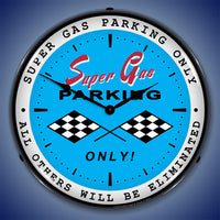 Super Gas Parking Only "All Others Will be Eliminated" 14" LED Wall Clock