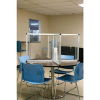 Justrite 4' X 4' Round Table Top Workspace Cough And Sneeze Guard, PVC In Aluminum Frame