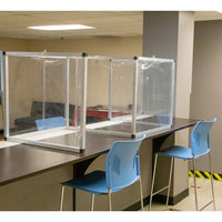 Justrite 7' X 2' Rectangular Breakroom Workspace Cough And Sneeze Guard, PVC In Aluminum Frame