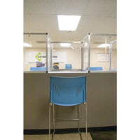 Justrite 7' X 2' Rectangular Breakroom Workspace Cough And Sneeze Guard, PVC In Aluminum Frame