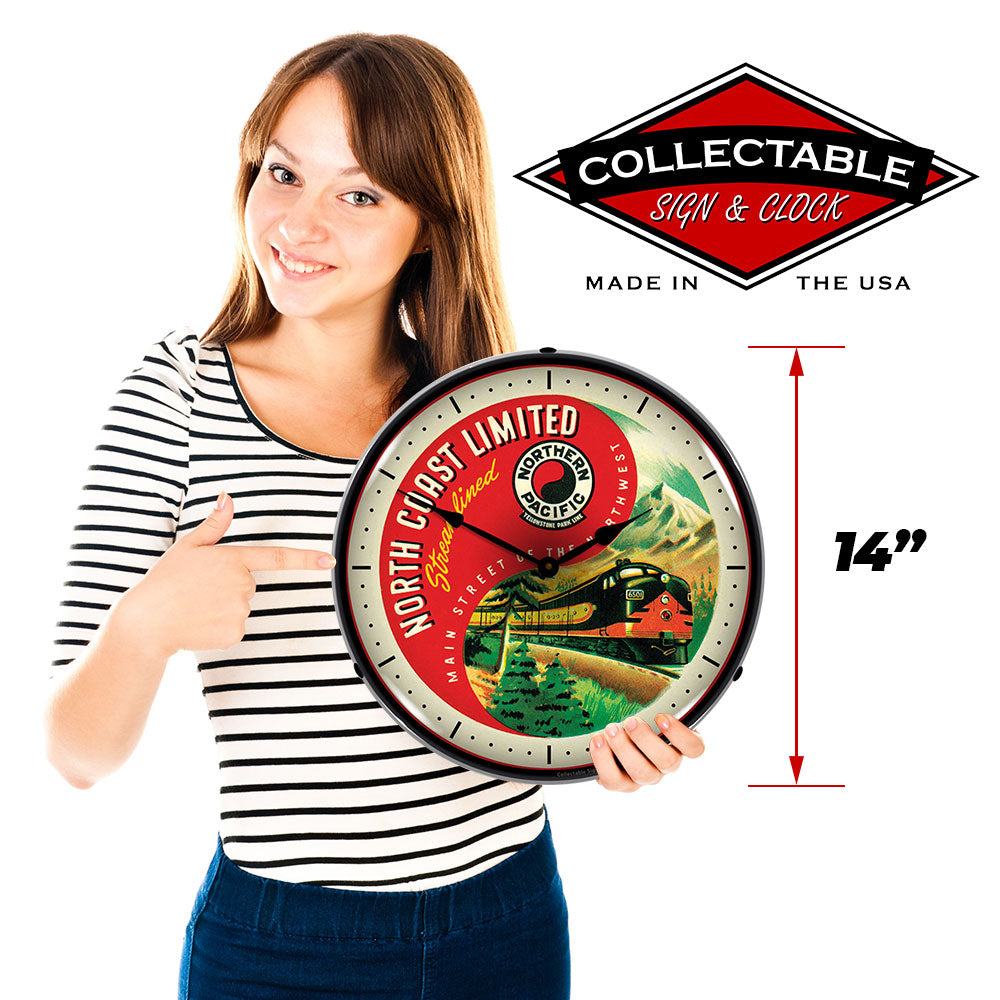 Northern Pacific "North Coast Limited" 14" Backlit LED Wall Clock – Industrial Railroad Heritage Display