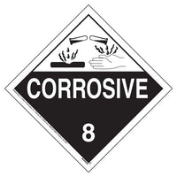 JJ Keller .024" Aluminum Class 8 Corrosive Placard, Worded