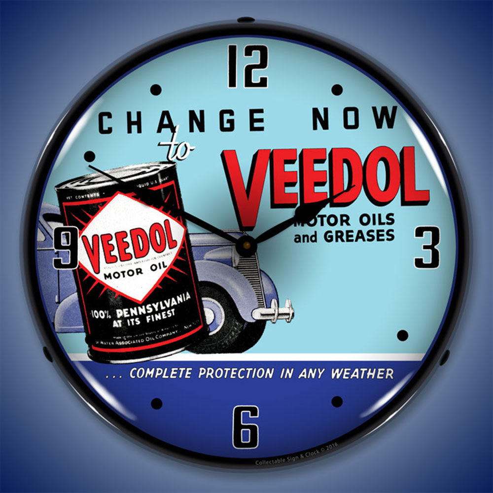 Veedol Oil and Grease 14" LED Wall Clock