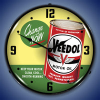 Veedol Motor Oil "Change Now" 14" LED Wall Clock