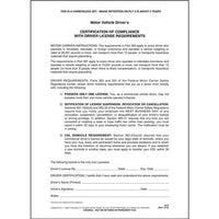 JJ Keller 2 Ply Driver's Certification of Compliance, Carbonless (Pack of 25)