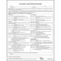 JJ Keller Each Shift Crane Inspection Report Form, Stock (Pack of 100)
