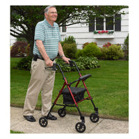 Drive Medical Adjustable Height Rollator with 6" Casters