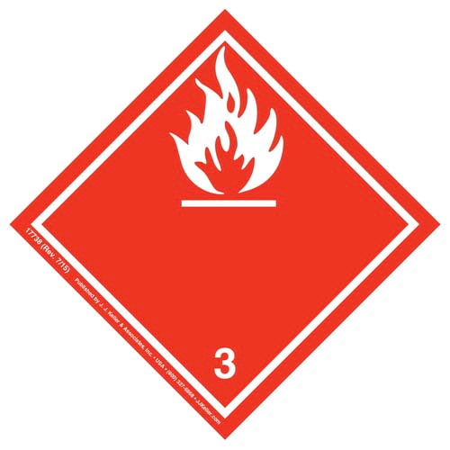 JJ Keller International Dangerous Goods Label, Class 3 Flammable Liqui