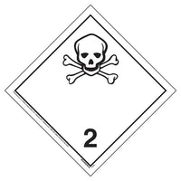 JJ Keller International Dangerous Goods Placard - Toxic Gas (Class 2) - 4 mil Vinyl Permanent Adhesive