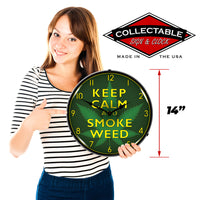 Keep Calm and Smoke Weed 14" LED Wall Clock