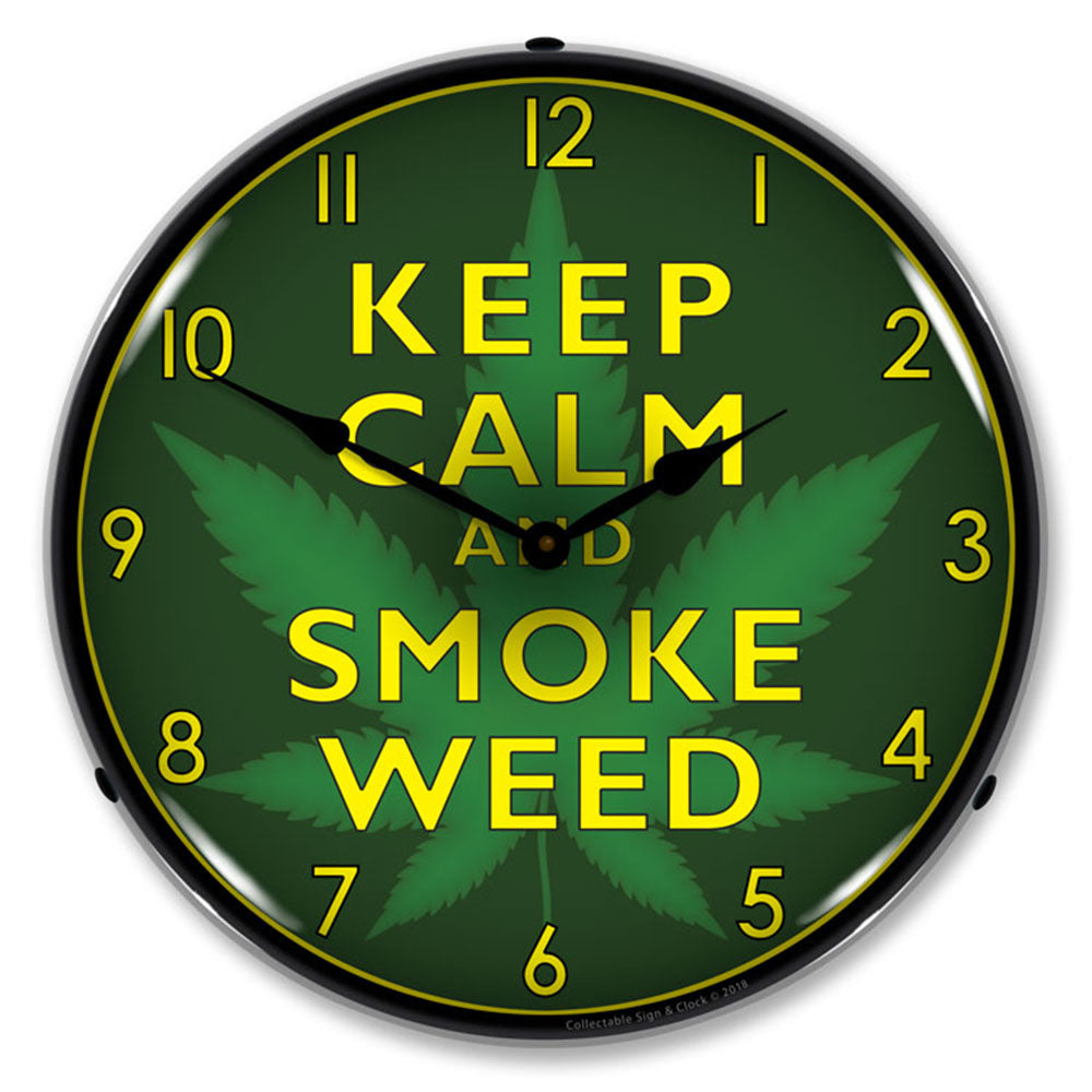 Keep Calm and Smoke Weed 14" LED Wall Clock