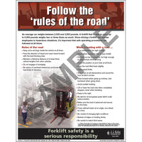 JJ Keller Forklift Safety - Workplace Safety Advisor Poster - "Follow the "rules of the road'"