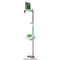 Justrite Floor Mount, Closed ABS Bowl, Hughes Combination Shower, Galvanized Pipe, Top Inlet