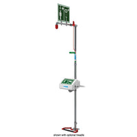 Justrite Floor Mount, Closed ABS Bowl, Hughes Combination Shower, Stainless Steel Pipe, Top Inlet