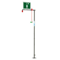 Justrite Floor Mount, Hughes Drench Shower, Stainless Steel Pipe