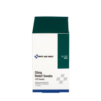 First Aid Only Sting Relief Swabs, 100 Per Box(Pack of 6)
