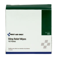 First Aid Only Sting Relief Wipes, 100 Per Box