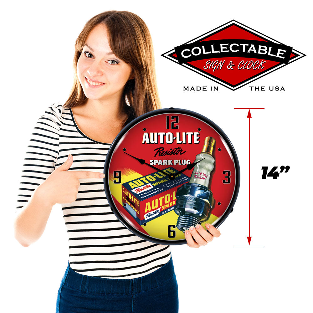 Autolite Resistor Spark Plugs 14" LED Wall Clock