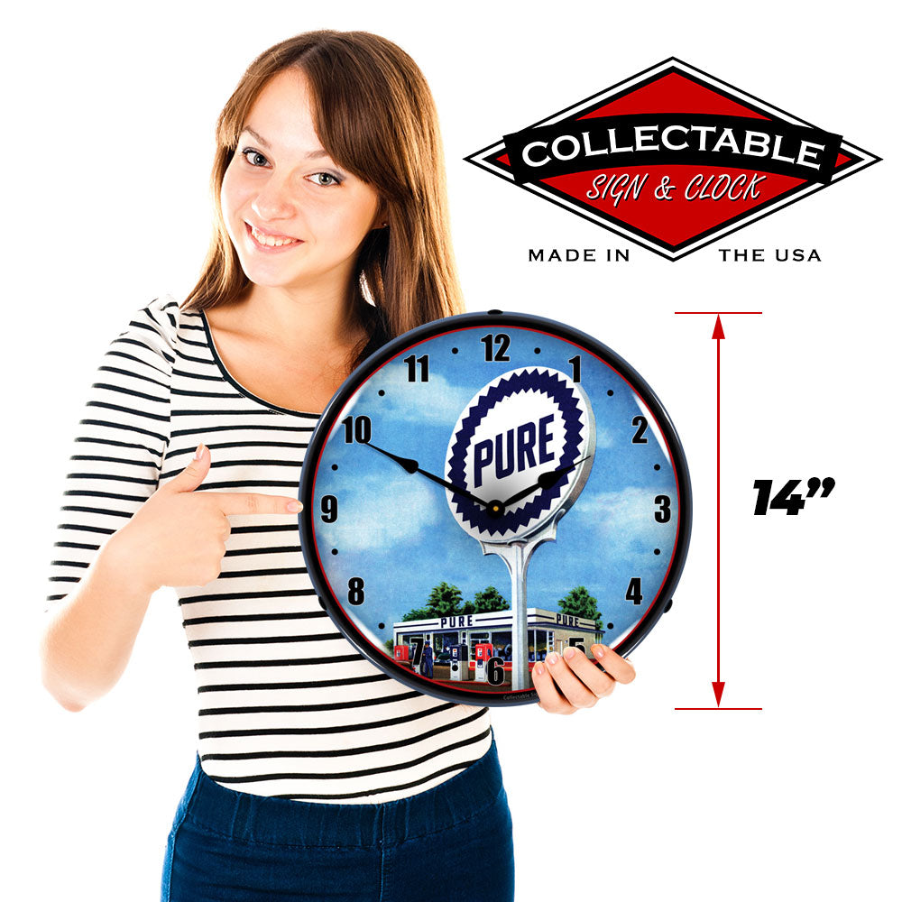 Pure Gas Station 14" LED Wall Clock