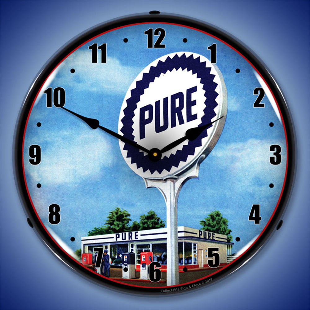 Pure Gas Station 14" LED Wall Clock