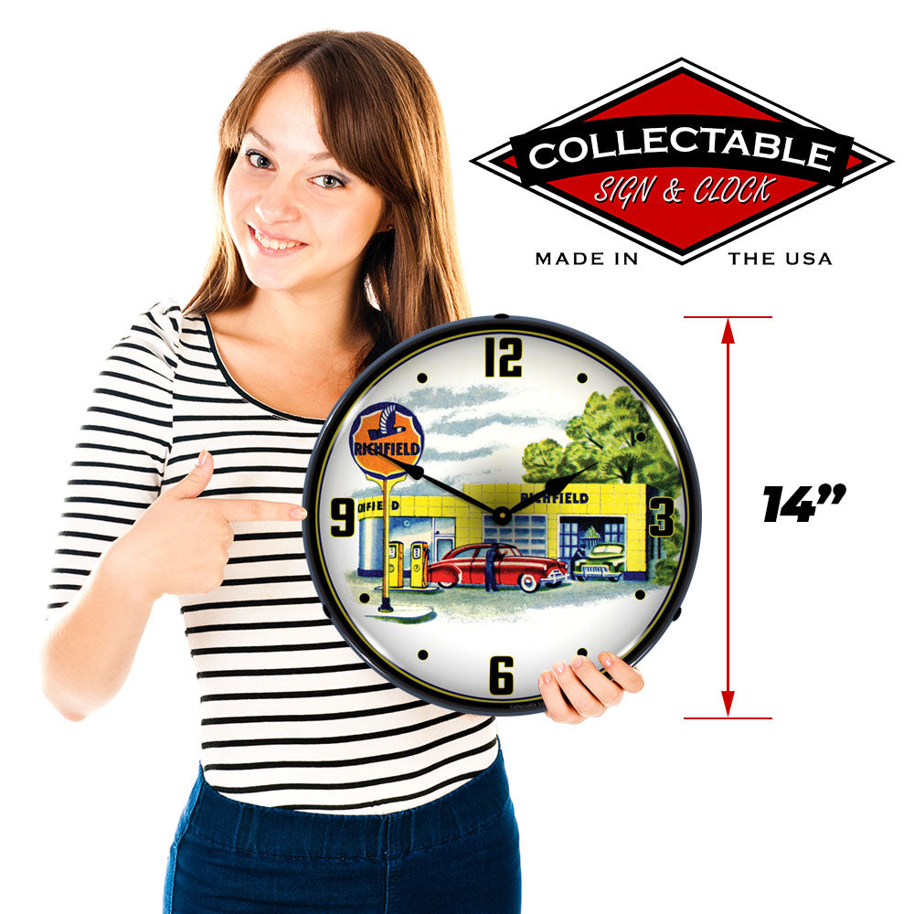Richfield Station 1960s 14" LED Wall Clock