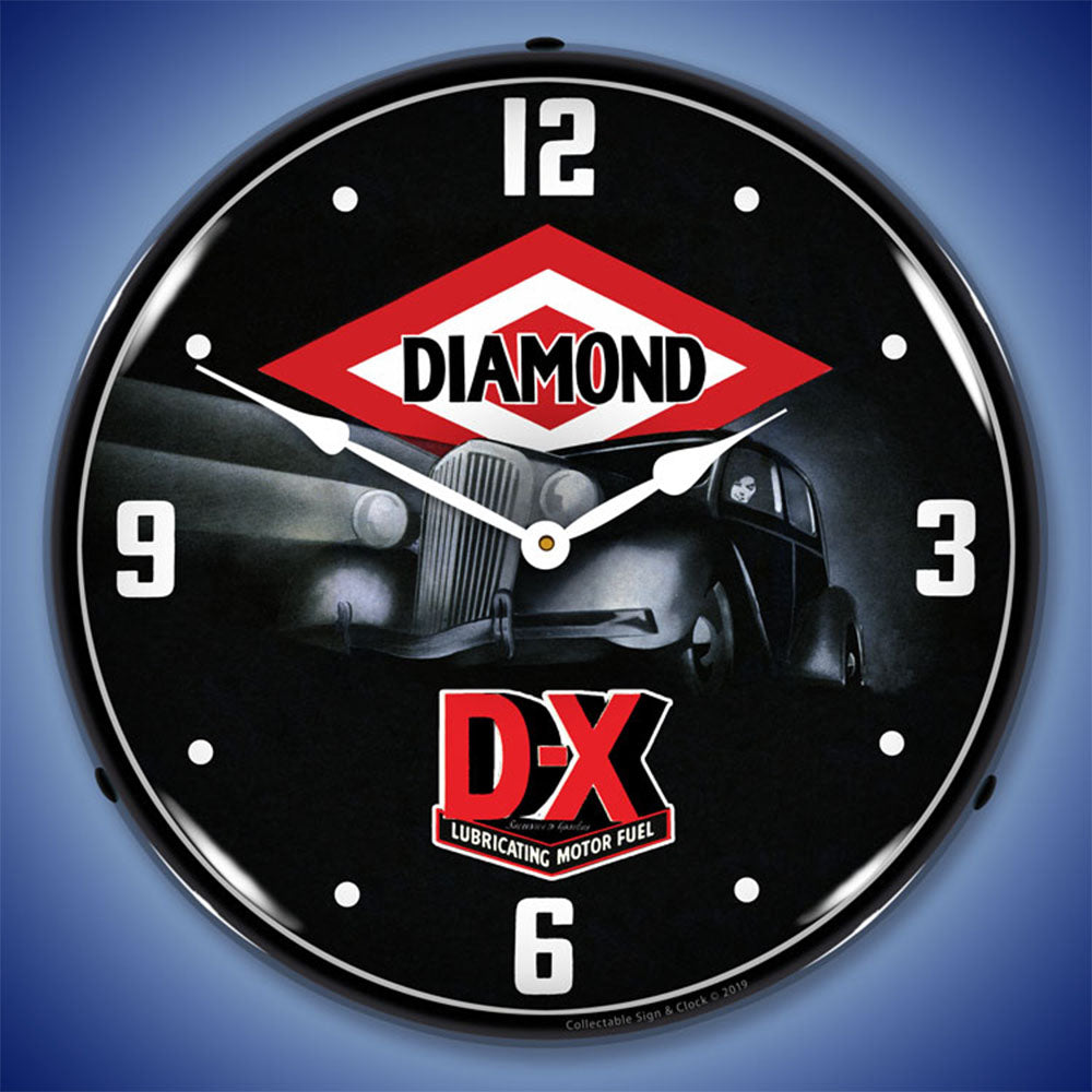 DX Diamond Lubricating Motor Fuel 14" LED Wall Clock