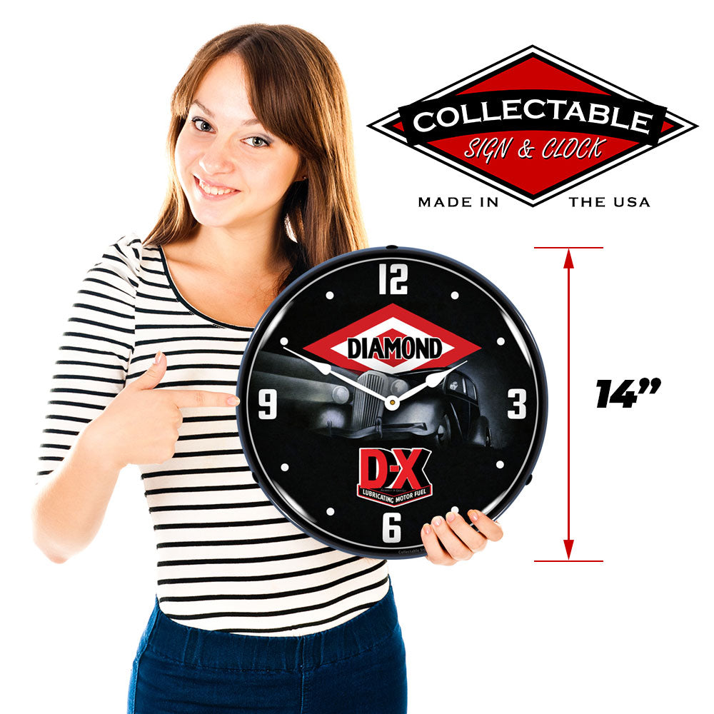 DX Diamond Lubricating Motor Fuel 14" LED Wall Clock