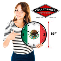 Mexican Flag 14" LED Wall Clock