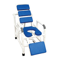 MJM Reclining Shower Chair with Soft Padded Seat, Back, and Leg Extensions