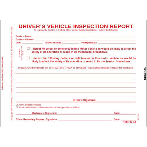 Jj Keller Simplified Drivers Vehicle Inspection Report 3 Ply With C 6990