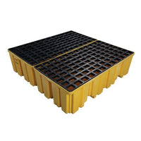 Justrite 4 Drum Plastic Pallet, Without Drain - Yellow