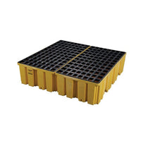 Justrite 4 Drum Plastic Pallet, Without Drain - Yellow