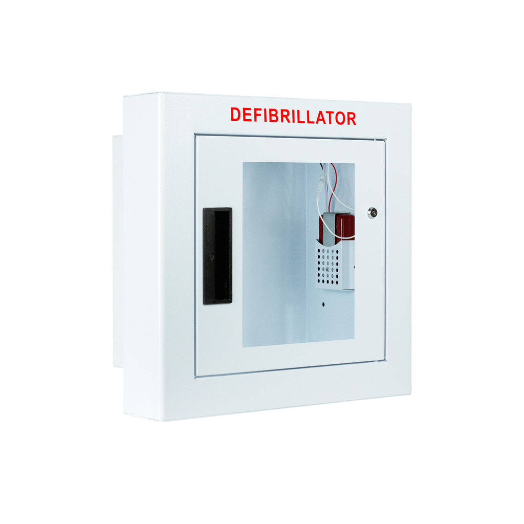 Cubix Safety Semi-Recessed Compact AED Cabinet with Alarm and LED Strobe