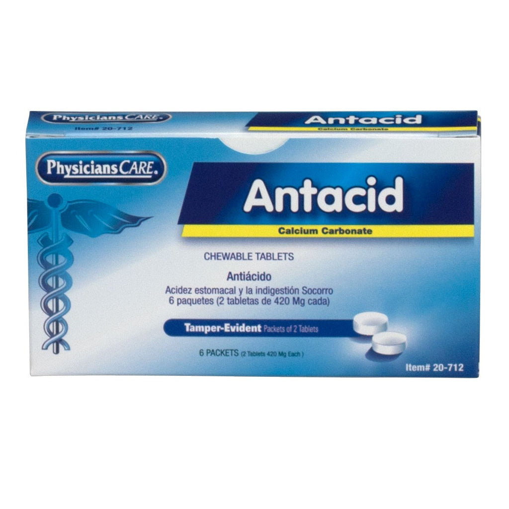First Aid Only Physicians Care Antacid, 6 Packets of 2 Tablets