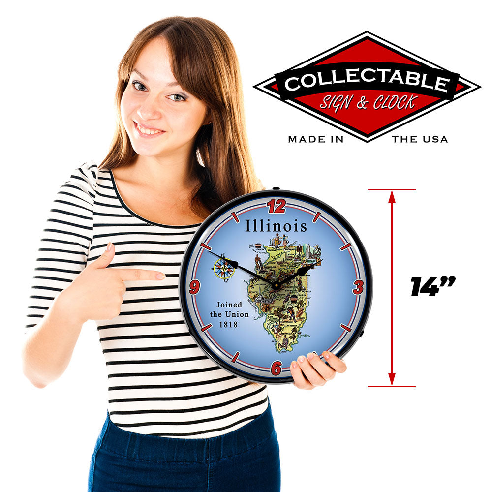 State of Illinois 14" LED Wall Clock