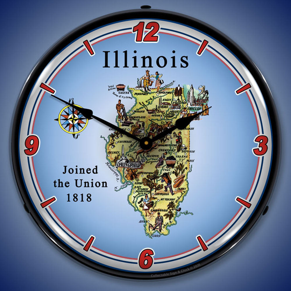 State of Illinois 14" LED Wall Clock