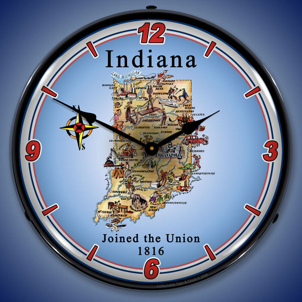 State of Indiana 14" LED Wall Clock