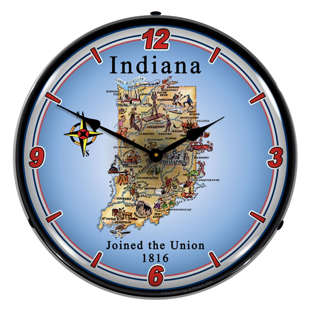 State of Indiana 14" LED Wall Clock