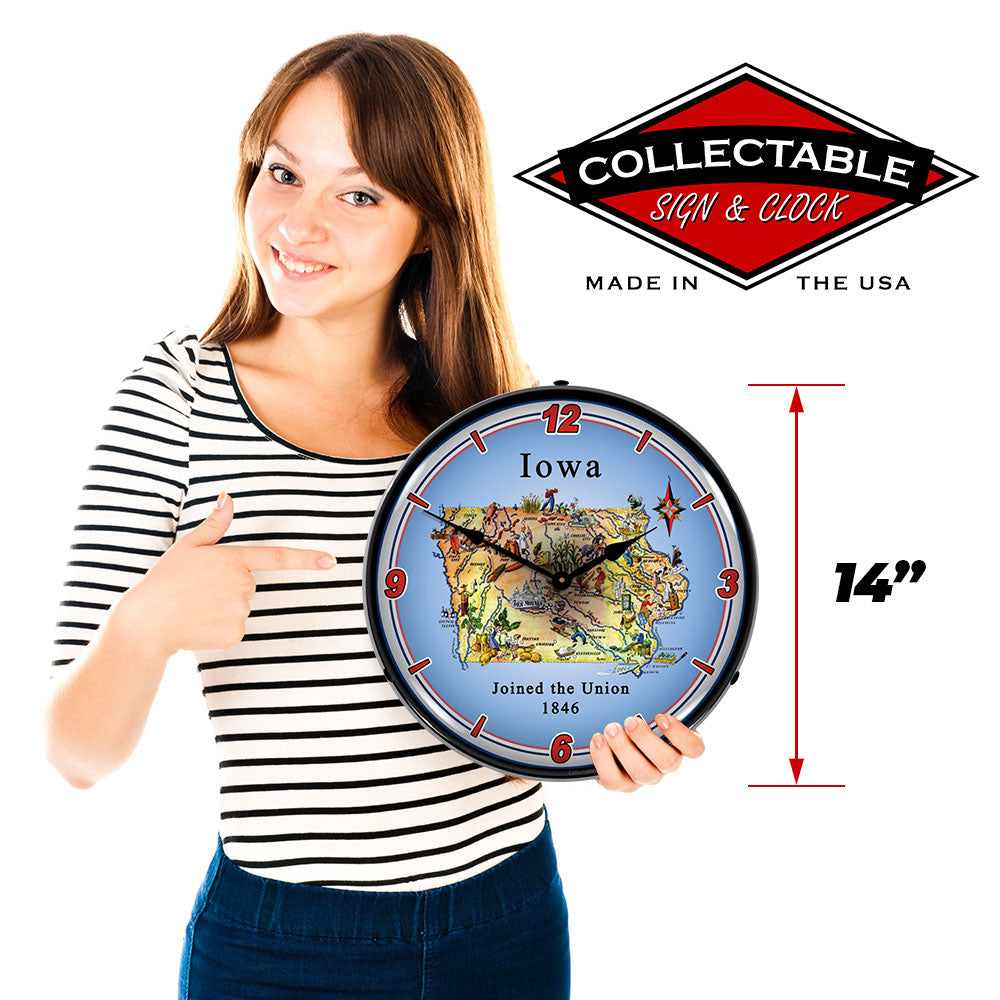 State of Iowa 14" LED Wall Clock