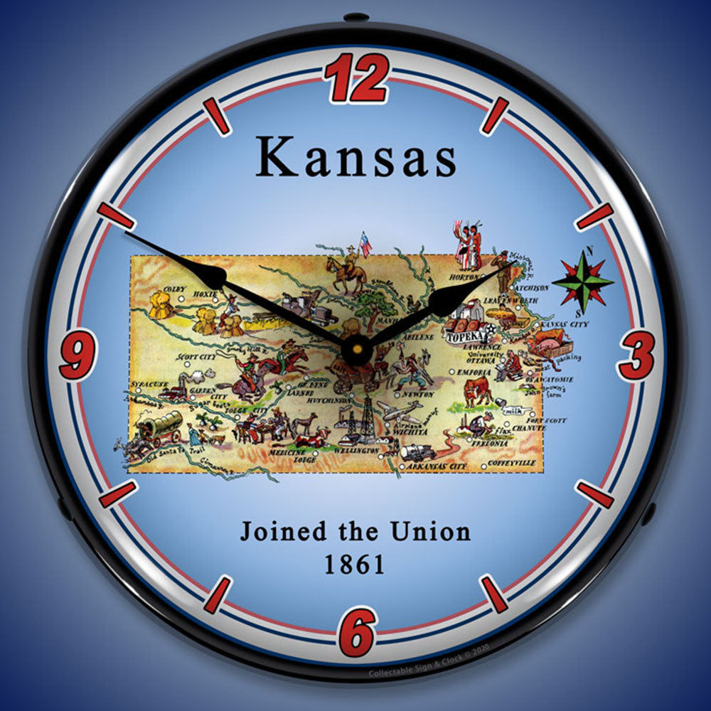 State of Kansas 14" LED Wall Clock