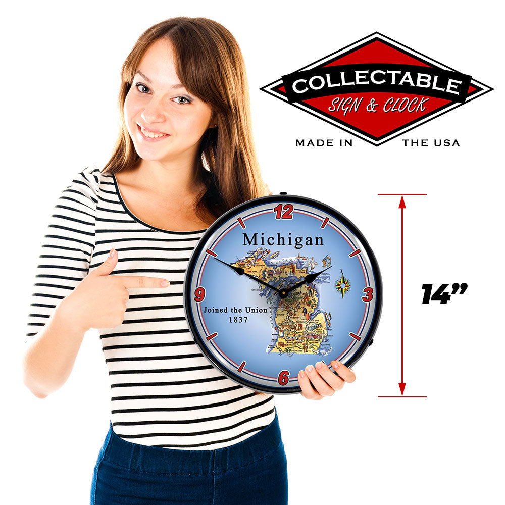 State of Michigan 14" LED Wall Clock