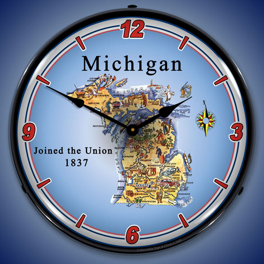 State of Michigan 14" LED Wall Clock