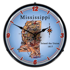 State of Mississippi 14" LED Wall Clock