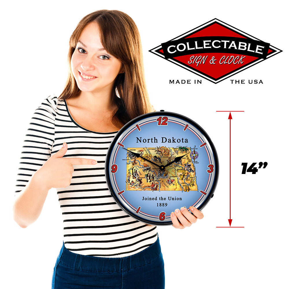 State of North Dakota 14" LED Wall Clock
