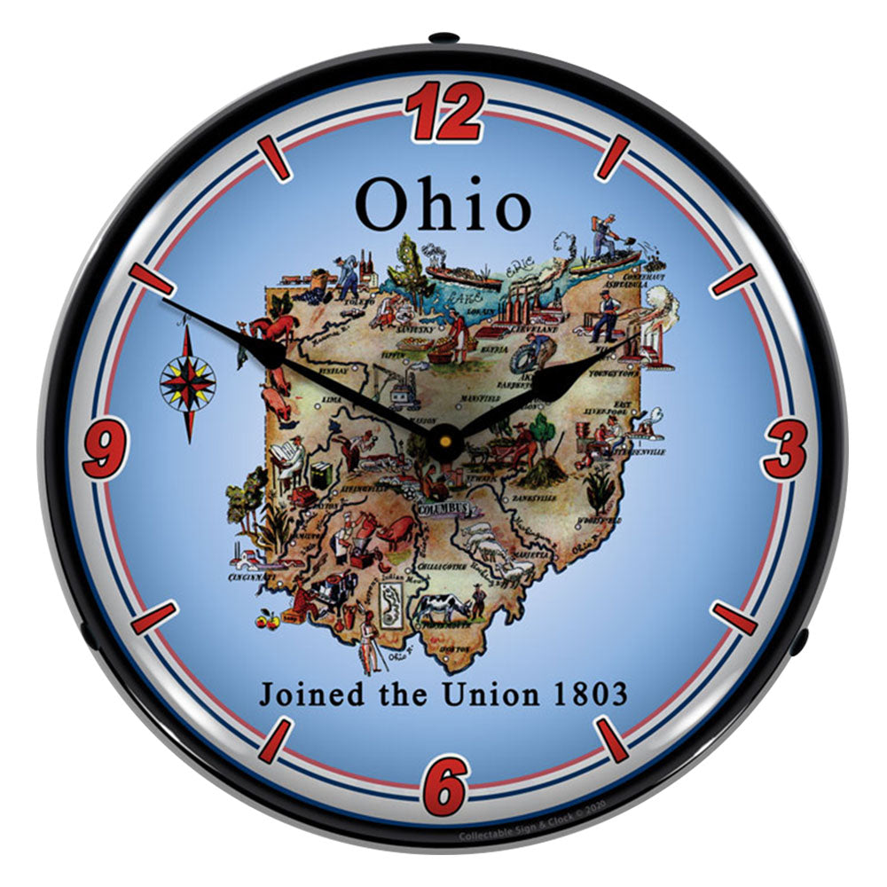 State of Ohio 14" LED Wall Clock