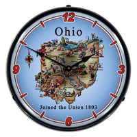 State of Ohio 14" LED Wall Clock