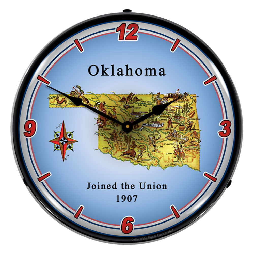State of Oklahoma 14" LED Wall Clock