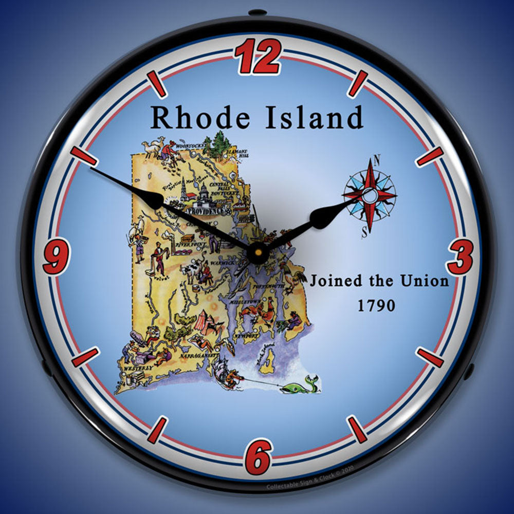 State of Rhode Island 14" LED Wall Clock